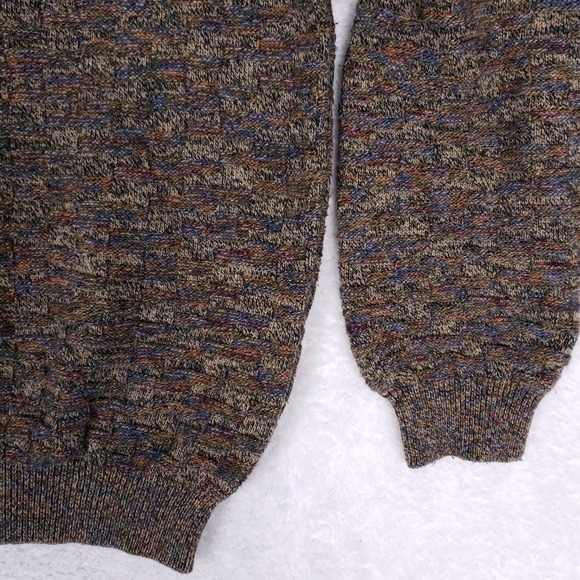 Vintage Joseph & Feiss Sweater Size L Brown Retro Minimalist Grandpa 3D Knit - Picture 3 of 7